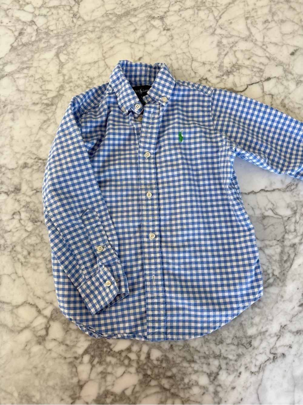Boys Ralph Lauren Blue & White Gingham Button-Down size 4